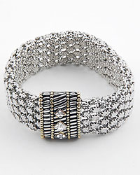 2 TONE  DESIGNER LOOK MAGNETIC CLOSURE BANGLE WITH CRYSTAL ACCENTS