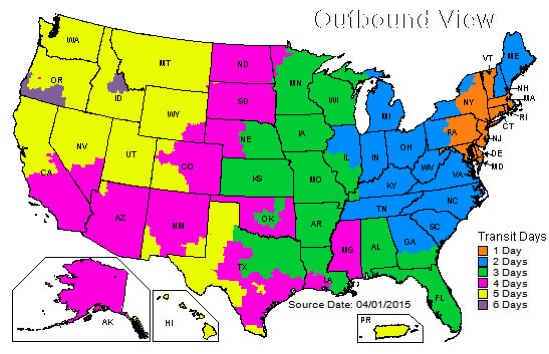 US Time in Transit Map