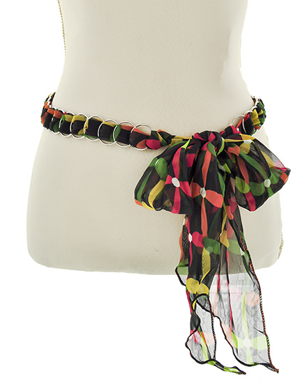 Abstract Flower Chiffon Chain Belt