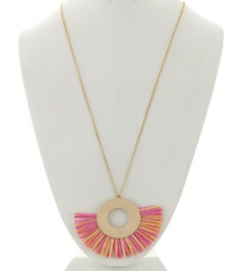 Raffia Pendant Long Necklace & Earring Set