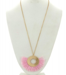 Raffia Pendant Long Necklace & Earring Set
